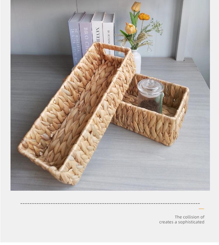 Water Hyacinth Woven Storage Basket - Magazine & Handheld Organizer