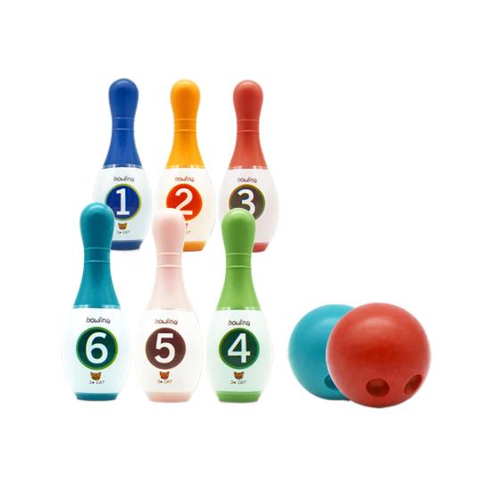 

1 комплект, детский игровой набор для боулинга с 6 кеглями для боулинга, 2 шарами, номер животного, обучающая игра в боулинг в помещении и на открытом воздухе во дворе, на лужайке A