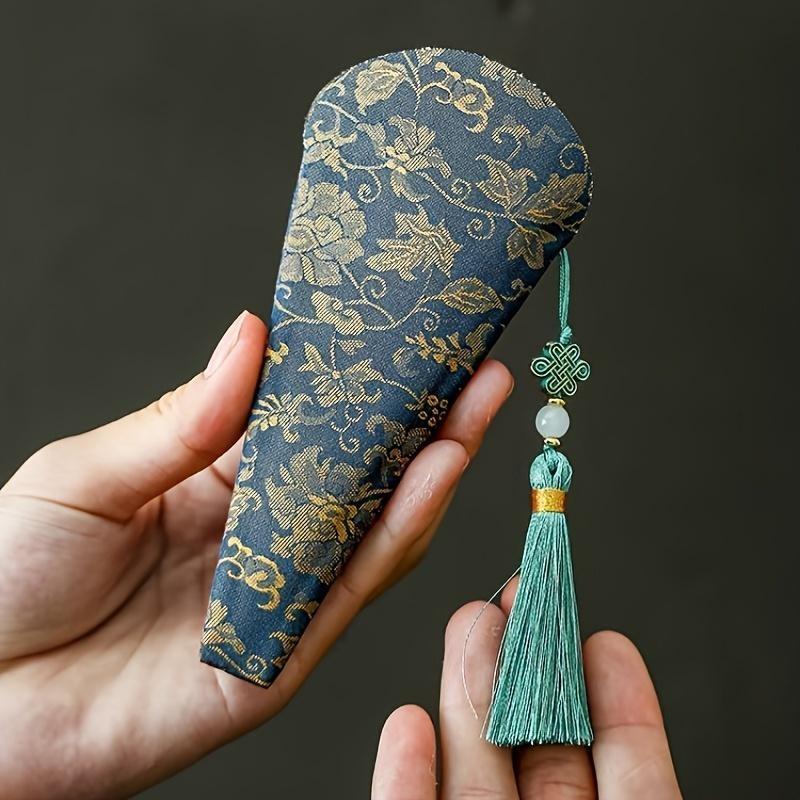 Vintage Kupferbeschichtete Edelstahl-Schere - Beidhändig, Ideal für Garn, Stickerei & Näharbeiten, Etui mit Blumenmuster & Quaste