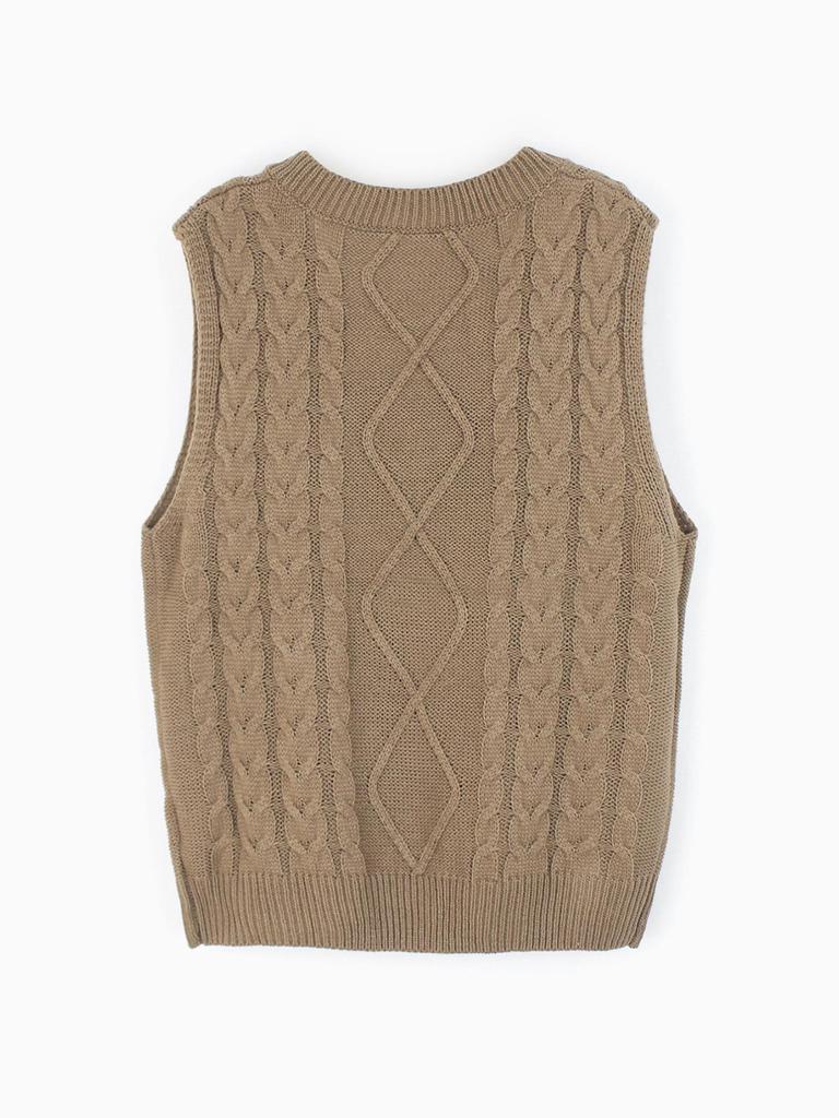 European and American Women's V-Neck Sleeveless Twisted Sweater Vest