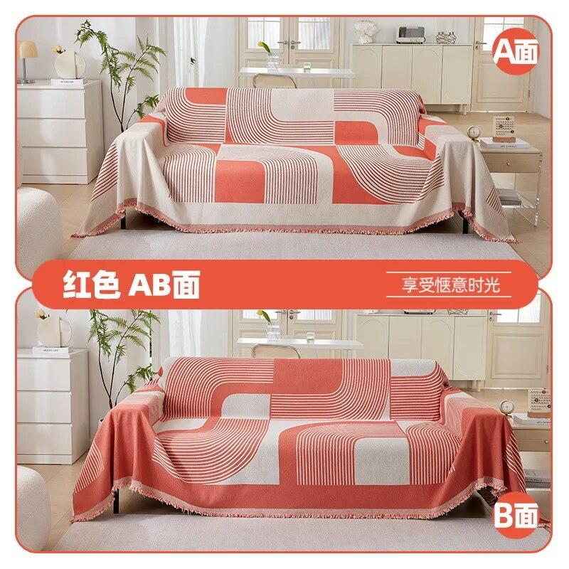 

Европейский диван-полотенце с кисточками, подушка в свежем стиле, всесезонный универсальный чехол, нескользящий пылезащитный чехол, двусторонний, можно стирать в машине 180x130cm1pcs