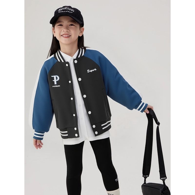 Brand Export Original 2026 Autumn and Winter New Children's Baseball Jacket, Unisex Sweatshirt with Fleece Lining for Older Children