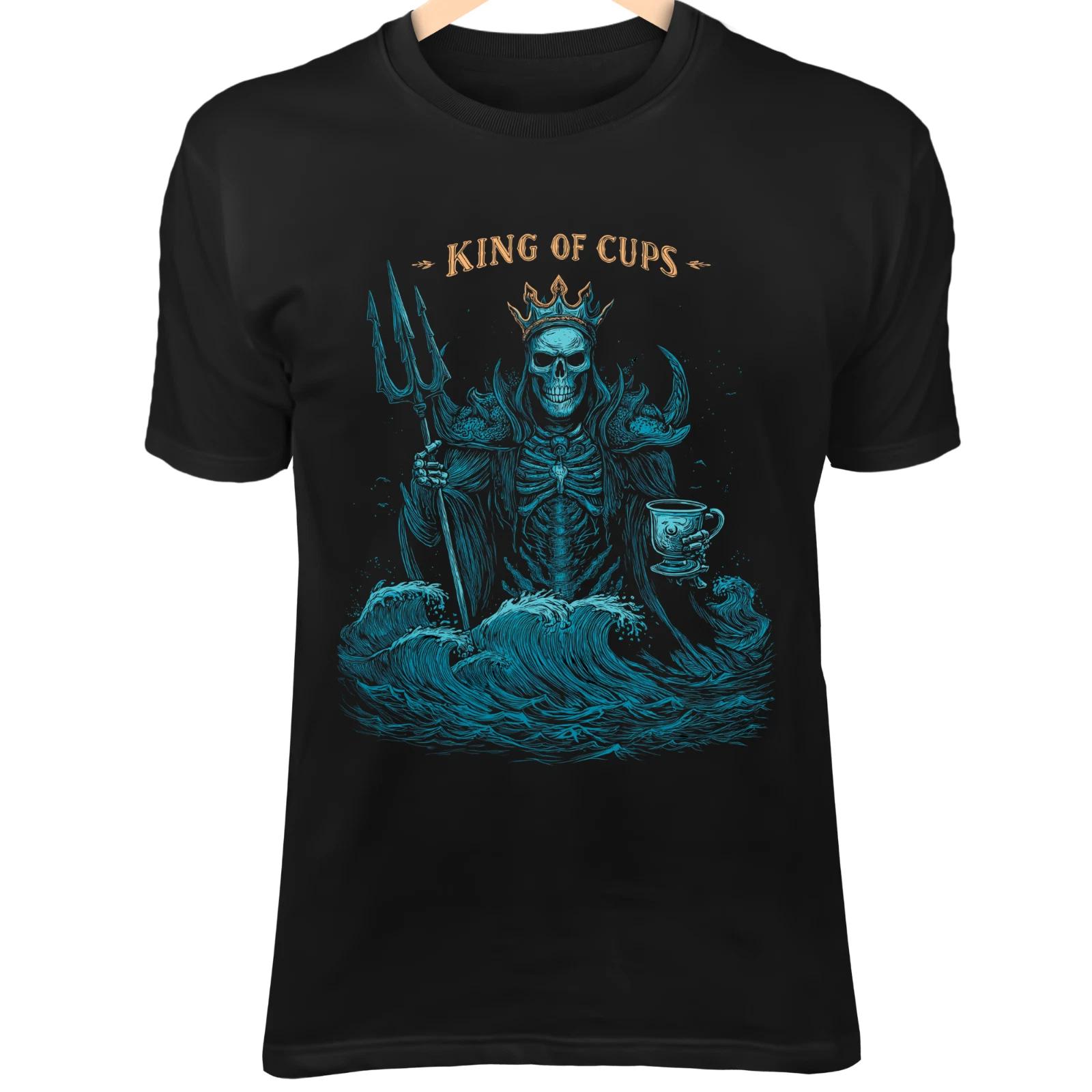 Skull Tarot KING OF CUPS Shirt - Skeleton King in Black Sea Gothic Art Tee 3XL
