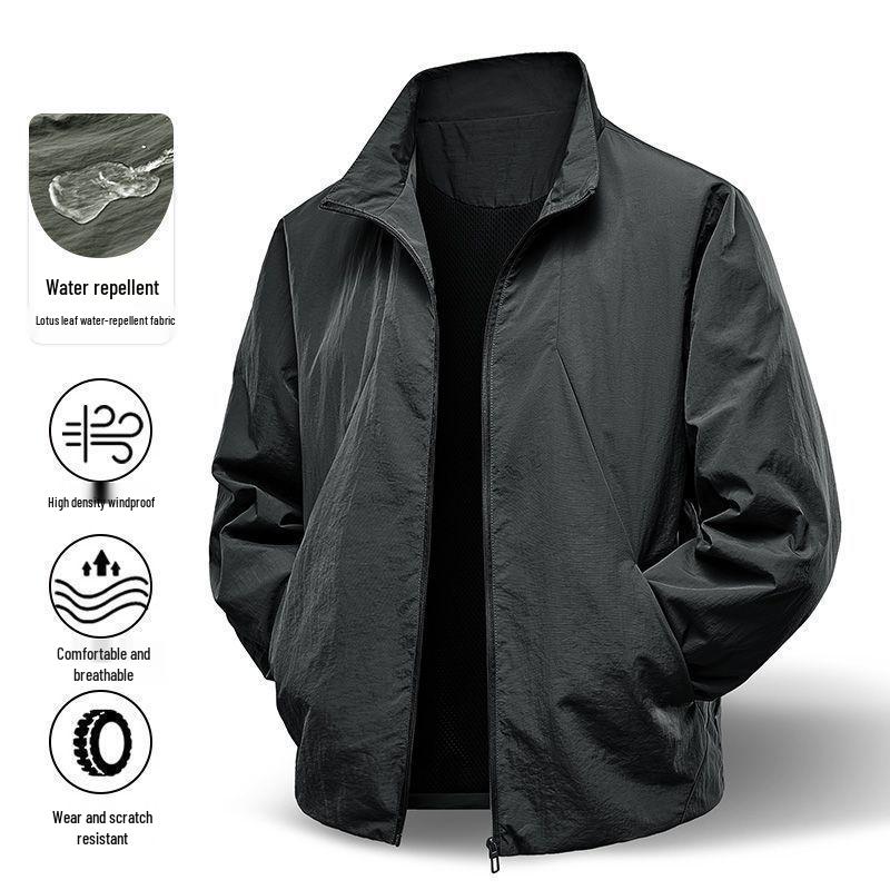 Men's Lightweight Spring & Autumn Loose Fit Jacket - Stylish, Middle-Aged Husband's Design