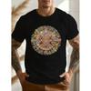 Herren 100% Baumwolle Mystischer Stamm Totem Print T-Shirt - Weiches Atmungsaktives Streetwear Oberteil mit Tribal Design, Rundhals Kurzarm Freizeitshirt für