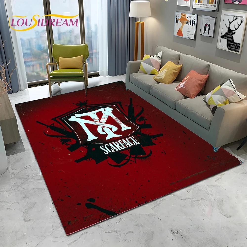 Scarface 3D Classic Film Tony Teppich für Zuhause Wohnzimmer Schlafzimmer Sofa Fußmatte Dekor, Kinder Spielbereich Teppich Rutschfeste Bodenmatte