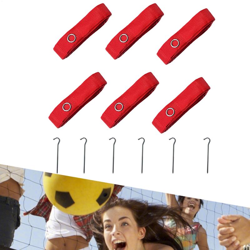 6x Beach Volleyball Lines Equipment Portable 8M Long Red Lines Marking Court Marker for Sand Training Beach Party Outdoor Sports