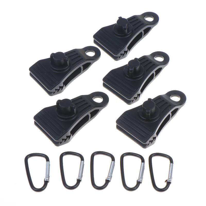 5 Set Outdoor Tent Clip Windproof Fixing Clips Camping Heavy-Duty Tent Guy Line Hooks Tarpaulin Rope Fasteners For Tarps Awnings