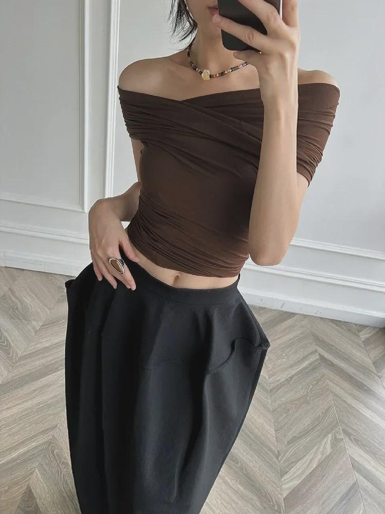 [Final Sale, No Refunds] 3D Rotating Cut Modal Elastic One-Shoulder Top - Sexy, Slim, Early Spring Collection