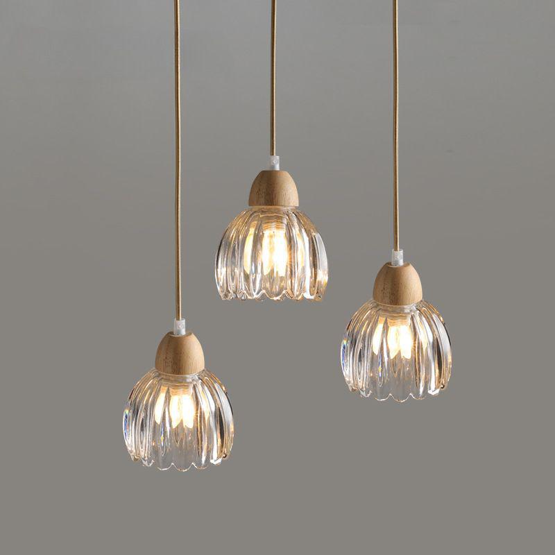 Nordic Glass Ceiling Pendant Lamp - Flower Bud Design for Cafes and Bars