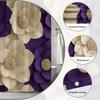 3D Flower Shower Curtain Purple Beige Paper Art Design Elegant Blooms Modern Bathroom Decor Waterproof Free Hooks Included