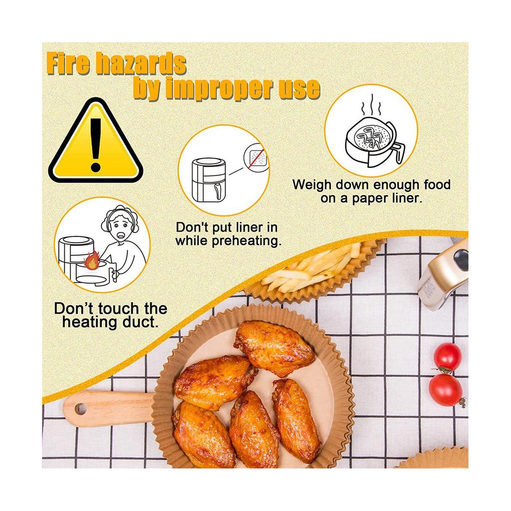Air Fryer 100 Pcs Round Paper Liners Disposable for 5 To 8 Qt Basket, 7.9 Inch Non-Stick Oil-Proof Parchment Paper