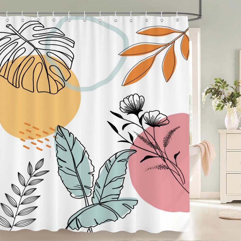 Nordic simplicity style Plant leaves Printed Shower Curtain With Hook Bathroom Curtain Home Decoration Curtain 3D Bath Curtains