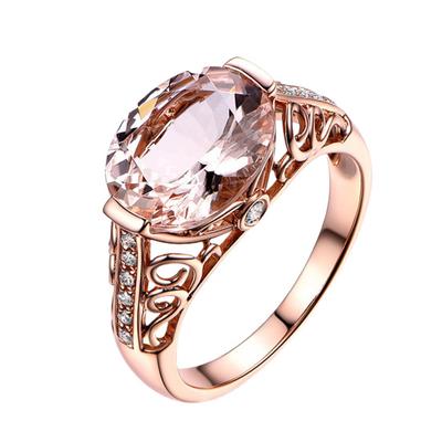 Women Ring Faux Morganite Hollow Out Jewelry Electroplating Long Lasting Finger Ring