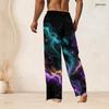 Men Plus Size Drawstring Waist Galaxy Printed Straight Leg Full Length Beach Pants