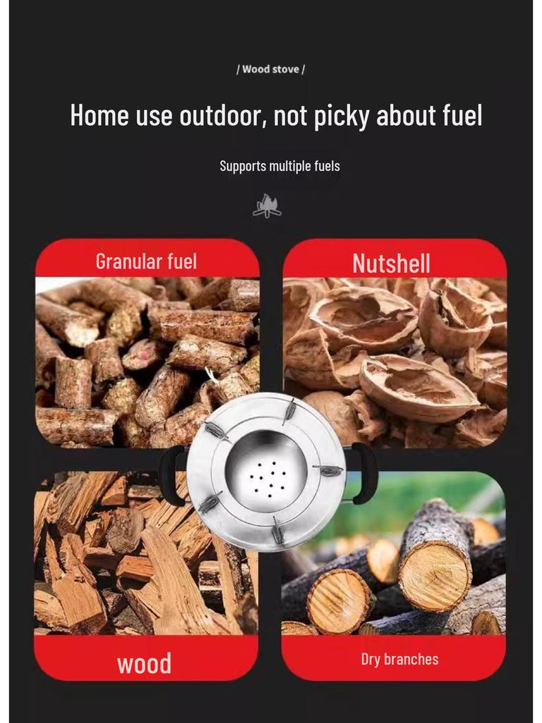 Portable Outdoor Wood & Gas Camping Stove - Smokeless, Eco-Friendly, Household Use