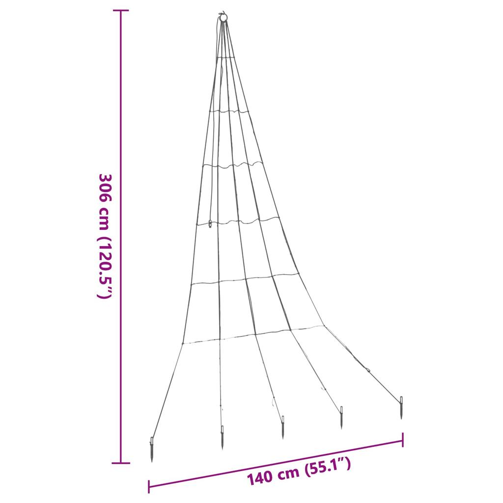 LED Christmas Tree with Ground Spikes Multicolored 306 cm Metal