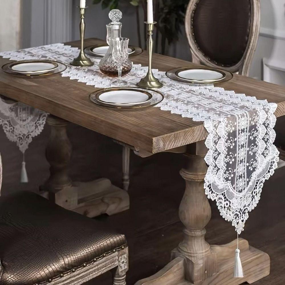 With Tassel Lace Table Runner Woven Tablecloth Wedding Table Cover  Wedding