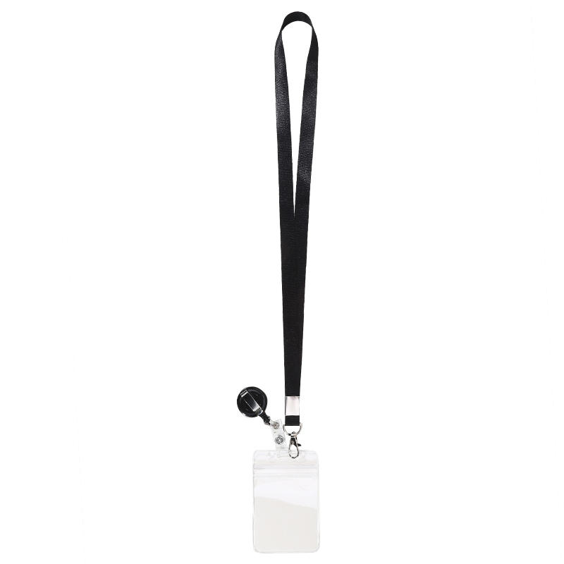 PVC Plastic Polyester Waterproof ID Card Holder Retractable Reel Lanyard Horizontal Vertical Card Compatible Office Daily Accessory