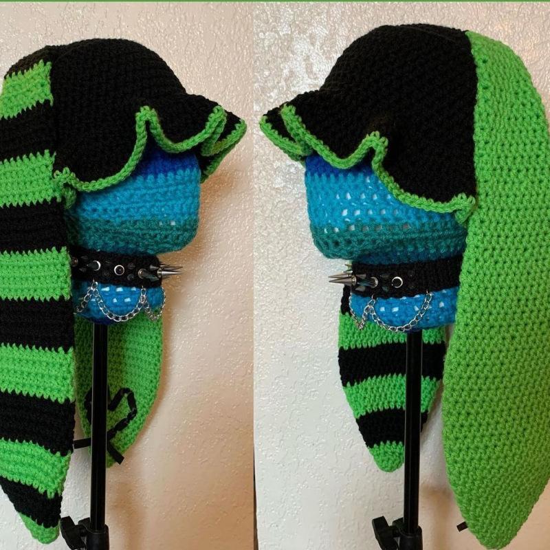 New Hand Knitted Embroidered Big Brim Hollow Fisherman Hat Showing Face Little Cute Knitted Hood