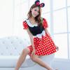 Elegante Costume Sexy da Donna Adulta con Personaggio Minnie Mouse a Pois per Halloween