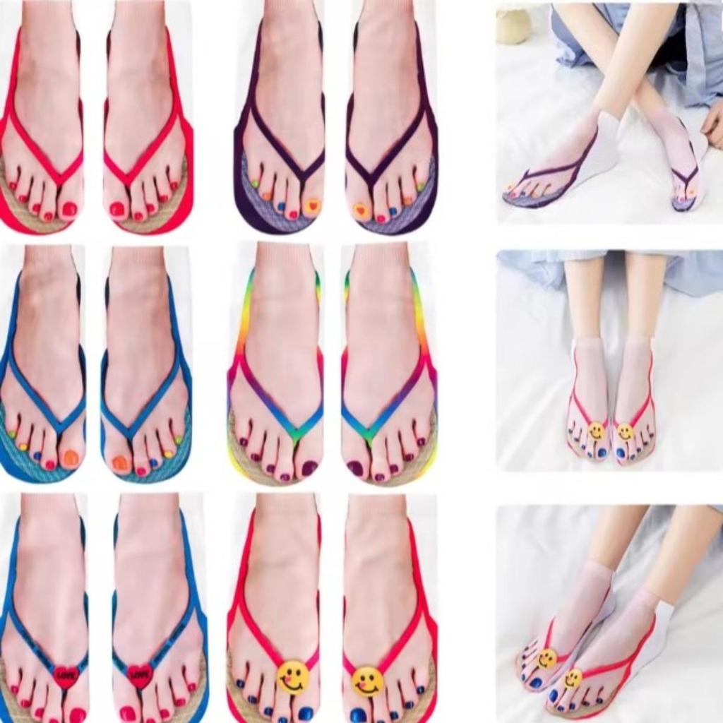3D-Druckmuster Flip-Flop-Socken Lustige Socken für Damen Flip-Flop-Bodensocken