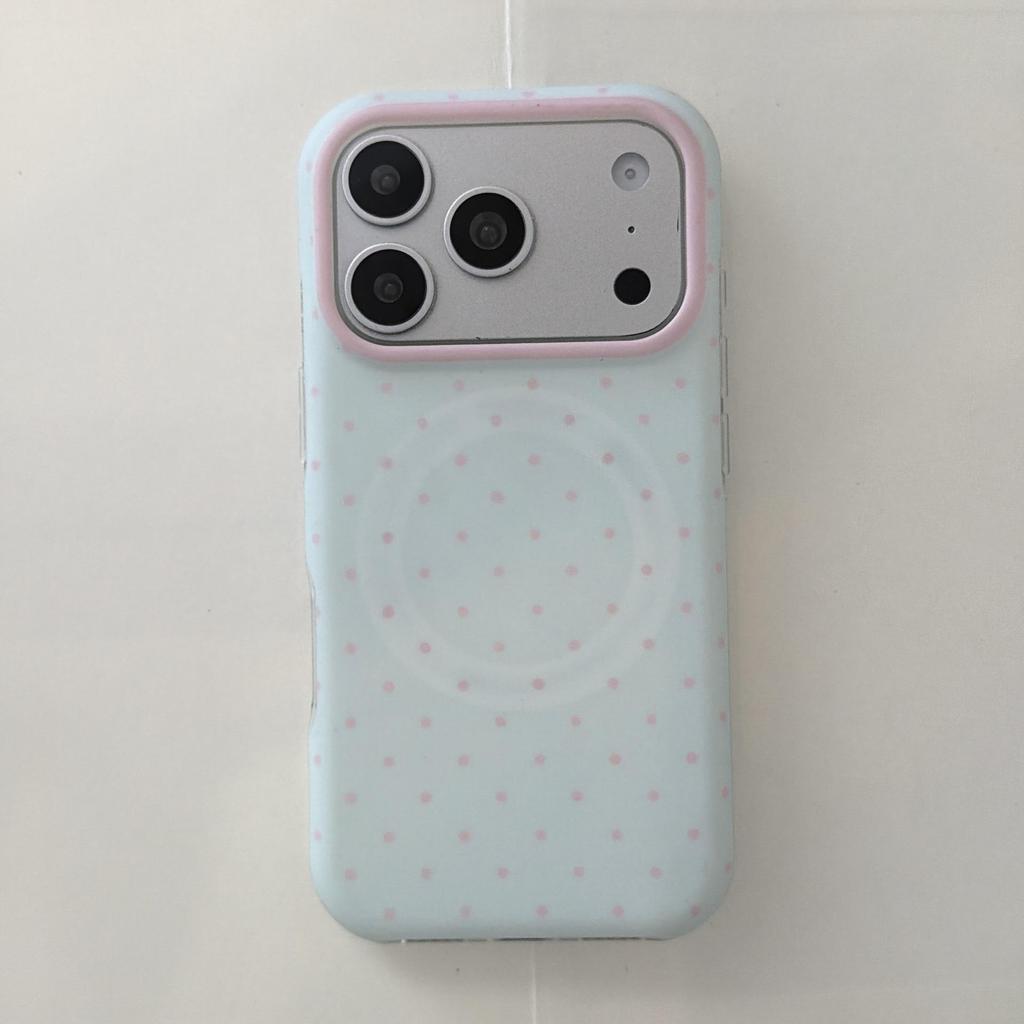 Magnetic Polka Dot Phone Case for iPhone 15/17 Pro Max - Protective Cover for Women