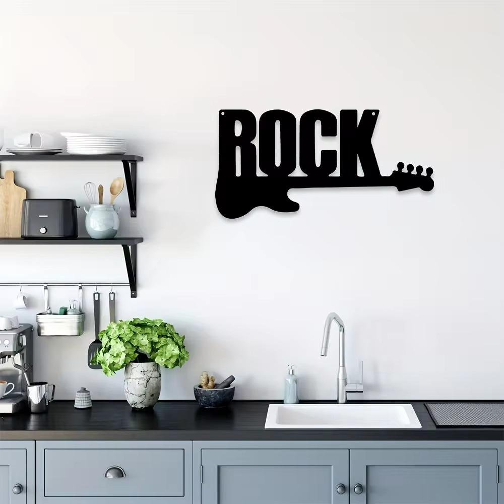 Wanddekoration aus Metall mit Rockgitarre, stilvolles Metallkunstwerk für Szene, Zimmer, Arbeitszimmer und mehr, einzigartiges Weihnachtsgeschenk für Musikliebhaber