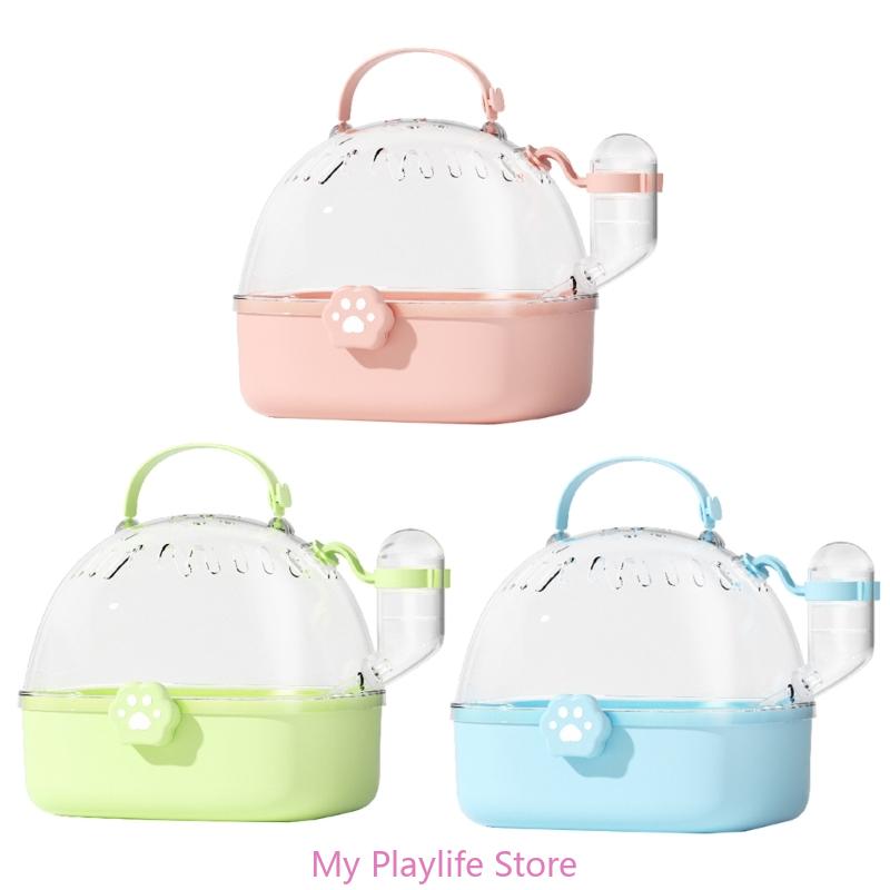 Hamster Outdoor Carrier Cage Portable Hamster Cage with Clear Large Flip Cover for Hamster Bird Carrying Pet Supplies