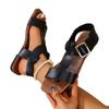 Retro Beach Women's Sandals with Plus-size Buckle Cutout Flat Shoes