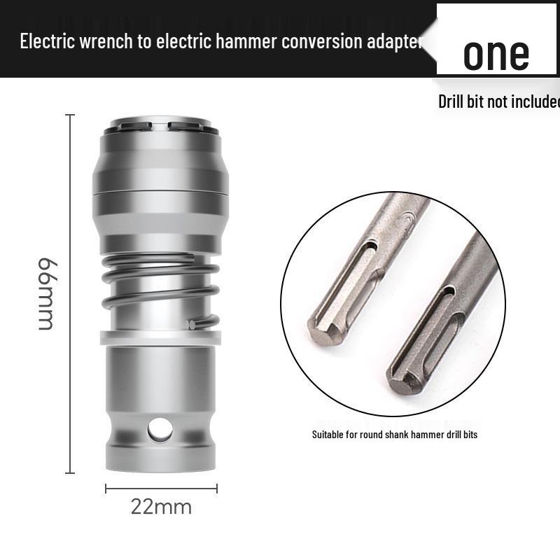Universal Electric Wrench To Rotary Hammer Converter with Square and Round Handles, Two-Groove Drill Bit Adapter