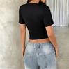 European-American Fashion V-neck Sexy Short-Sleeve Women's T-shirt - 2026 New Style Pullover Top
