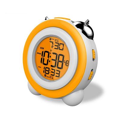 Kinderwecker, geräuschloser Wecker, Doppelglockenwecker, geräuschloser Wecker zum Bleiben im Bett, Kinder-Desktop-Wecker, Kind läutet die Glocke, elektronische Uhr