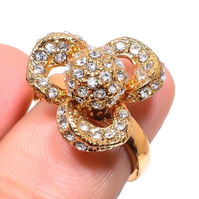 Natural Cubic Zirconia Gemstone Handmade 925 Sterling Silver Ring Size 5.5 a5Y74