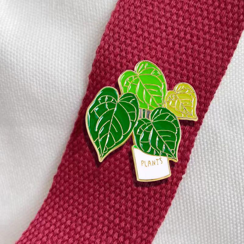Green Flower Plant Enamel Pins Metal Brooches Decor For Backpacks Badge Jewelry Jeans Label Accessories Diy Gift