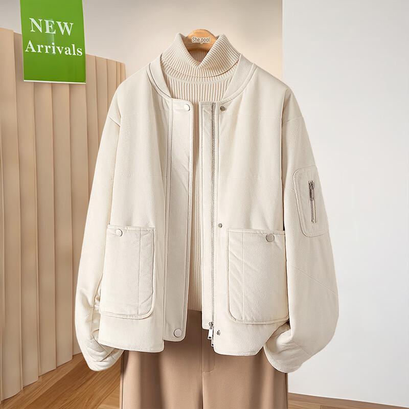 Tachiya Women s Petite Baseball Collar Short Padded Jacket L