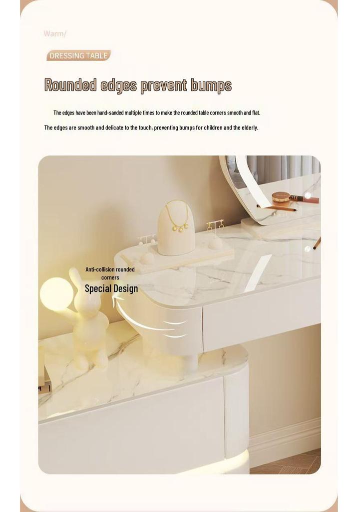 Elegant Solid Wood Vanity Table with Integrated Mirror and Drawers for Bedroom