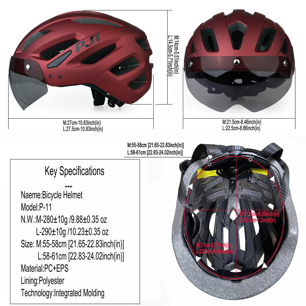 Pjt New Cycling Helmet Light Road Mtb Mountain Bike Bicycle Goggles / Sun Visor Helmet L For Men Women Sun Visor Bicycle Helmet