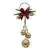 Christmas Bell Decoration 17.7" Hanging Jingle Bells with Plaid Bow Pine Needles Red Berries Rustic Holiday for Door