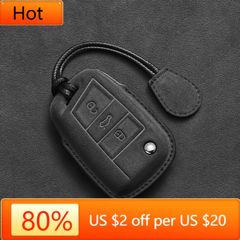 Interior Mouldings Suede Leather Car Key Case For VW Volkswagen Golf 7 MK7 Tiguan MK2 for Seat Ateca Leon FR 2 Ibiza Skoda Octav