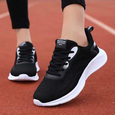 2025 Autumn Casual Women's Shoes Soft-soled Fly-woven Shoes Breathable Mesh Sports Shoes Student Shoes Mother Work Shoes Foreign Trade