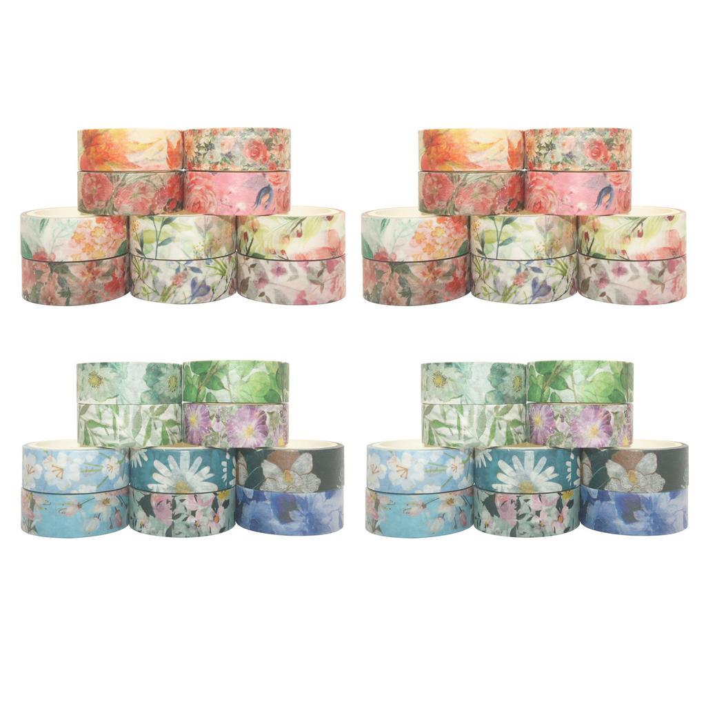 40 ruller Washi-tapesett Blomsterblomstblader Plante dekorative Washi-maskeringstape 15 mm bred