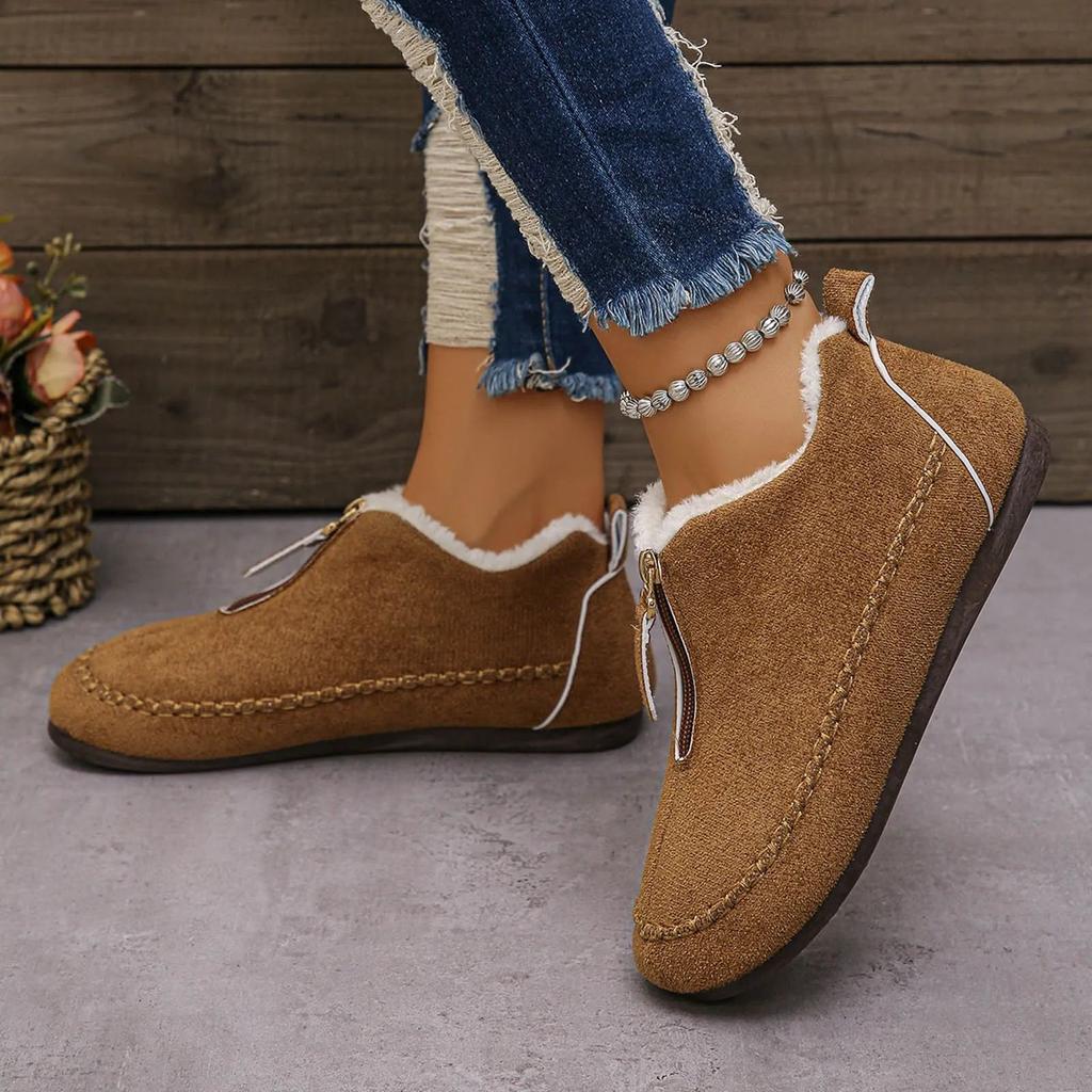 Women's Winter Warm Snow Boots Women Suede Solid Color Keep Warm Flat Bottom Shoes Fashion Daily Soft Casual Cotton Shoes
