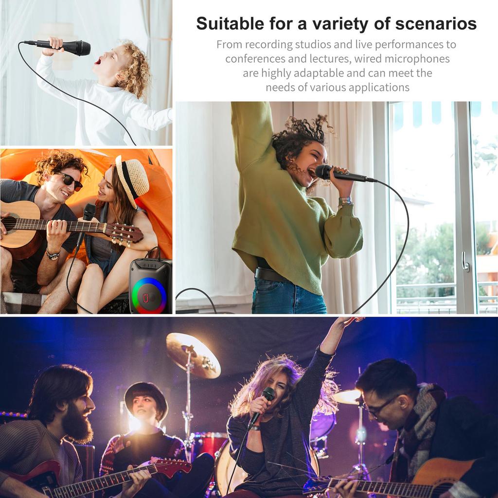 Dynamic Wired Microphone, 6.35mm Cardioid Karaoke Mic for Professional Setting, Handheld Vocal Microphone for Karaoke Machine