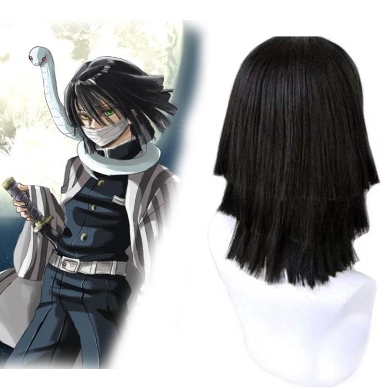 Stylish Black Layered Short Hair Wig For Cosplay Demon Slayer Kimetsu No Yaiba
