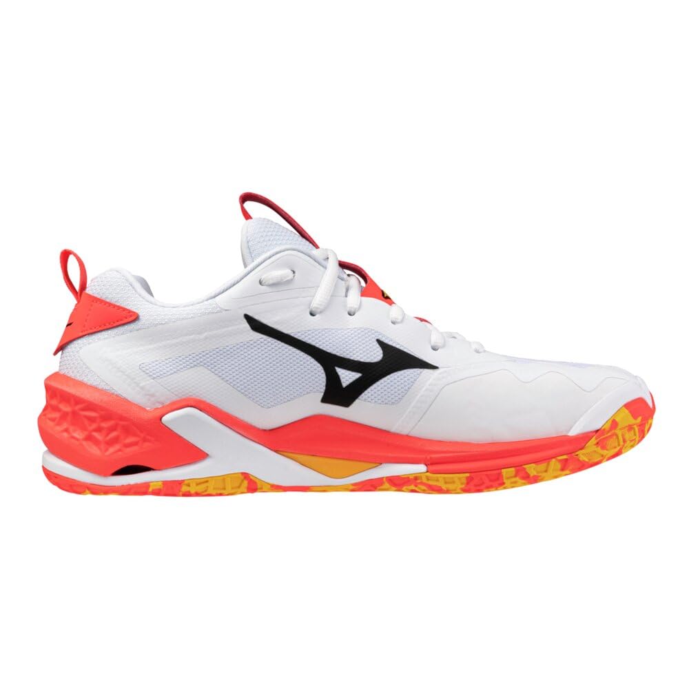 Mizuno Wave Stealth NEO 2 Tennis Shoes, White/Black/Orange, Size 23.0 cm, 2E