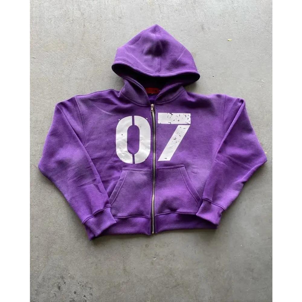 Streetwear Y2K Casual Zipper Cardigan Fashion Digital Print Hooded