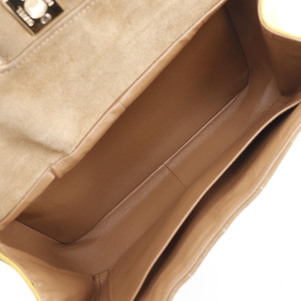 Chanel Chocolate Bar Handbag One Handle Brown/yellow Suede Women Used