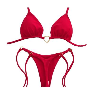 Damen Anzug Niedrige Taille Schnürung Badeanzug 2026 Einfarbige Weiße Bikini Zweiteiliges Set Bademode Damen Badeanzug