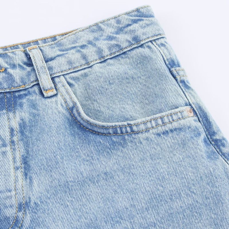 Kaslead New Women Clothes Western Style Fashion Simple Patchwork High Waist Wide Leg Jeans 1889153